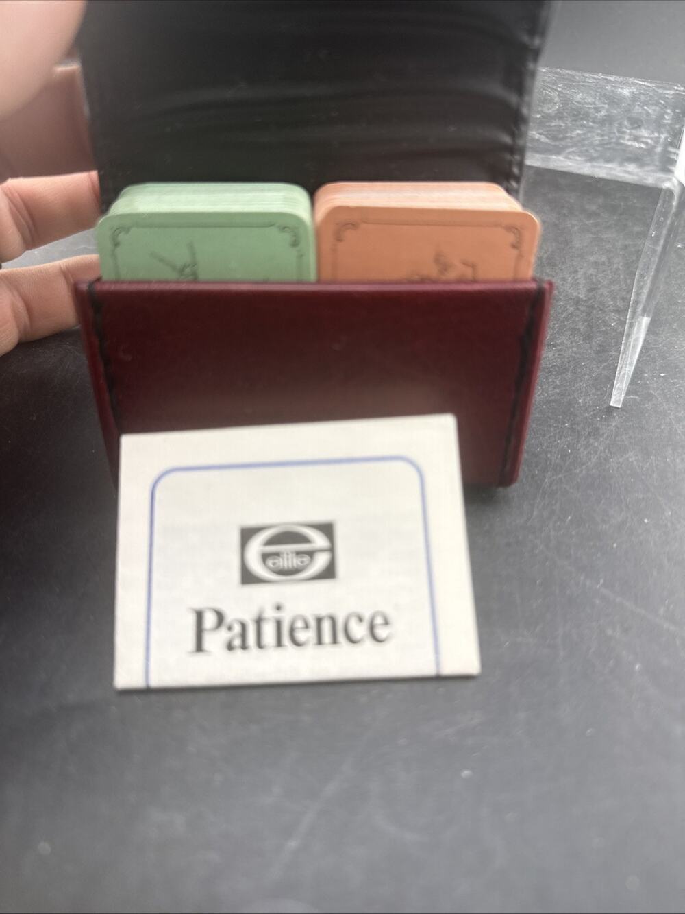 Vintage Elite Patience Mini Playing Cards Set Kaufhof AG Köln Leather Case Gmny